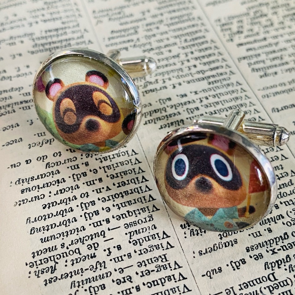 Animal Character Cuff Links - Silver and Multicolor